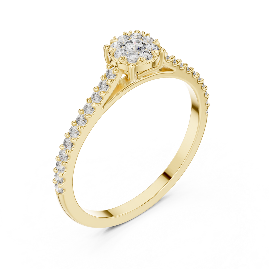 Elarienne Classic Solitaire Pavé Diamond Ring