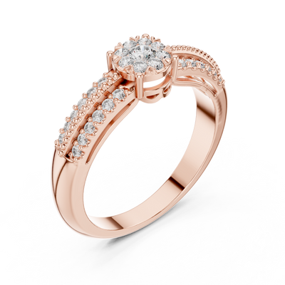 Elarienne Floral Halo Diamond Ring