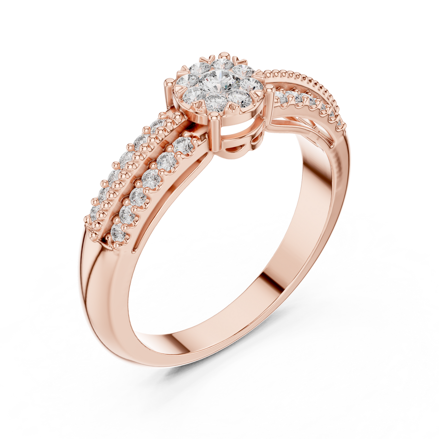 Elarienne Floral Halo Diamond Ring