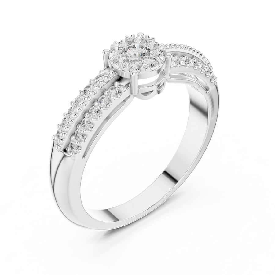 Elarienne Floral Halo Diamond Ring