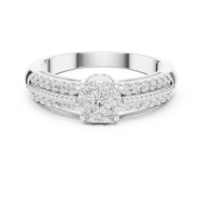 Elarienne Floral Halo Diamond Ring