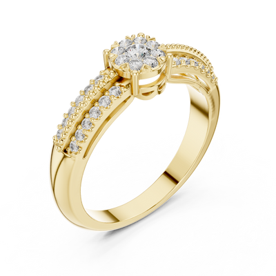 Elarienne Floral Halo Diamond Ring