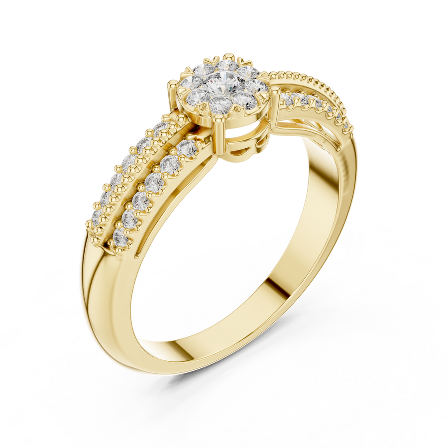 Elarienne Floral Halo Diamond Ring