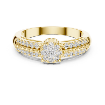 Elarienne Floral Halo Diamond Ring