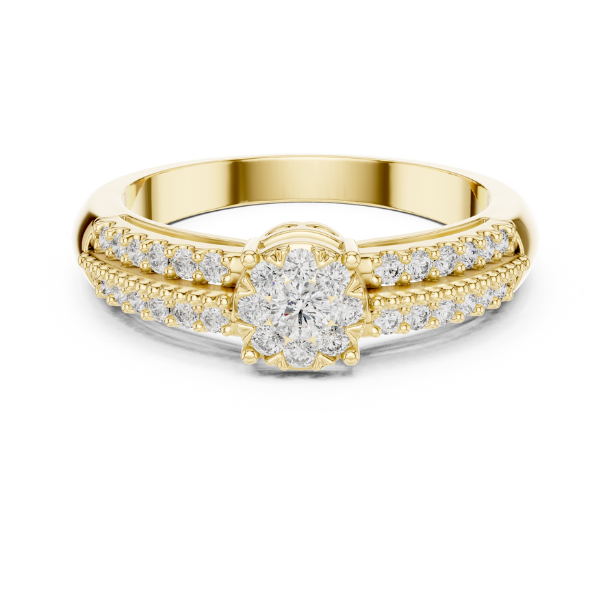 Elarienne Floral Halo Diamond Ring