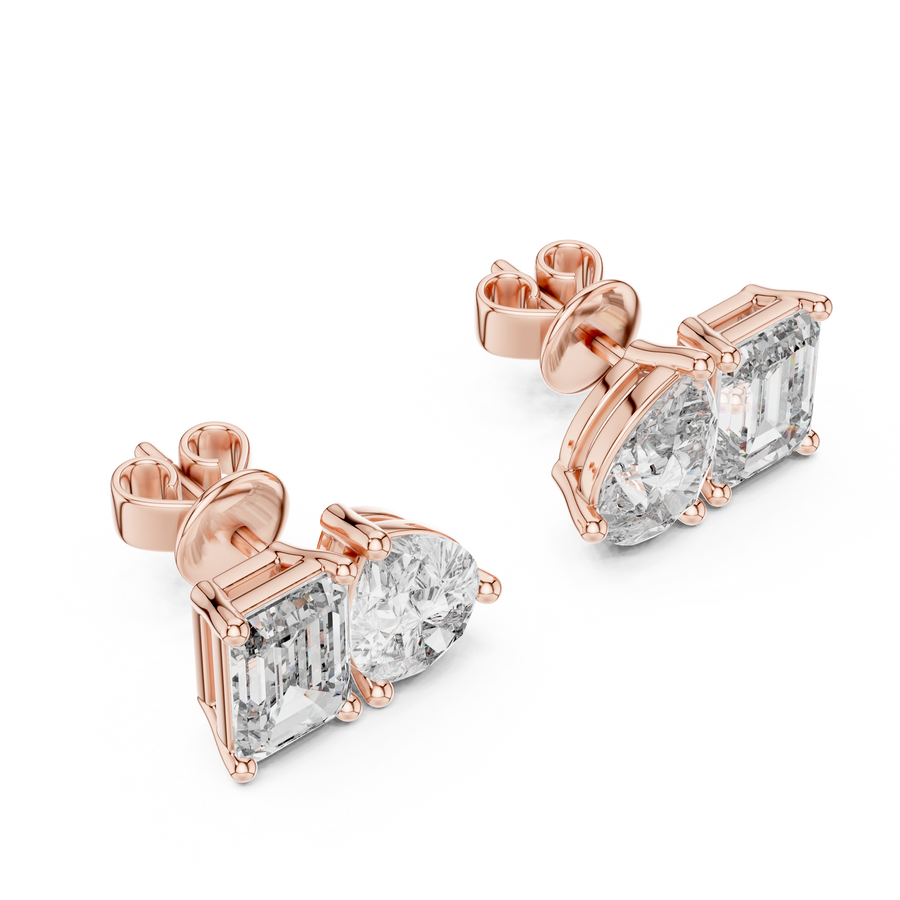 Nerissa Pear & Emerald-Cut  Diamond Earrings