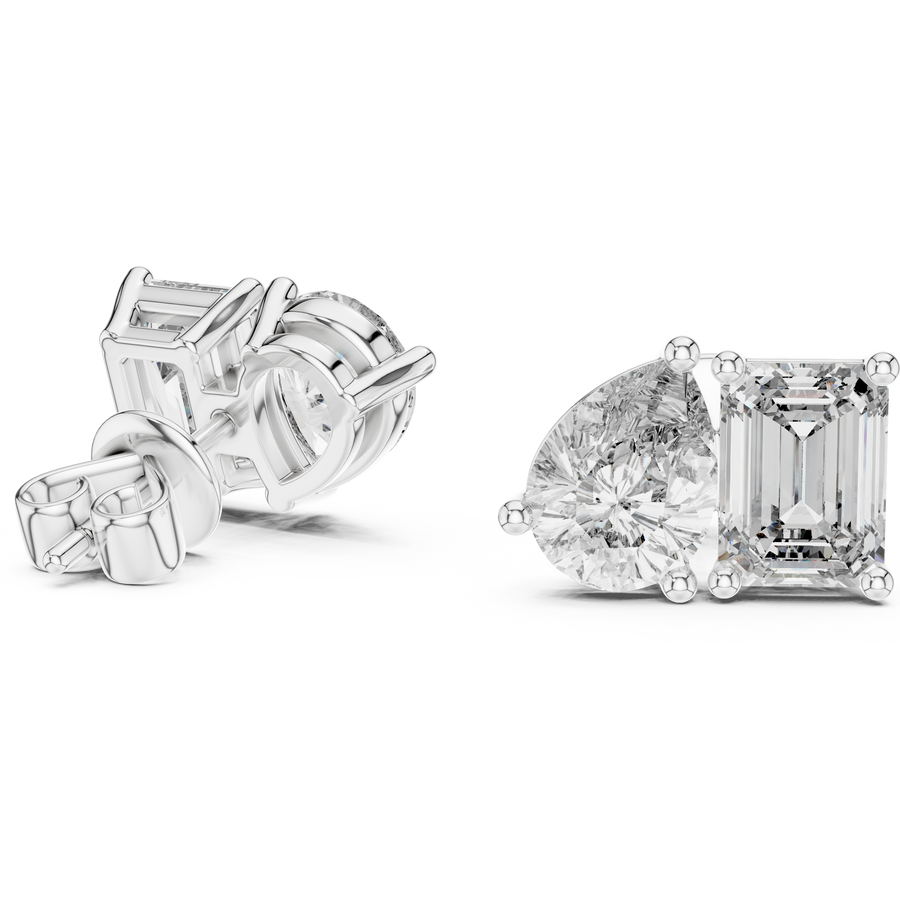 Nerissa Pear & Emerald-Cut  Diamond Earrings