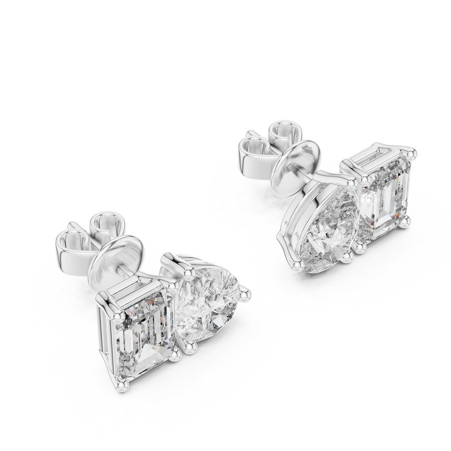 Nerissa Pear & Emerald-Cut  Diamond Earrings