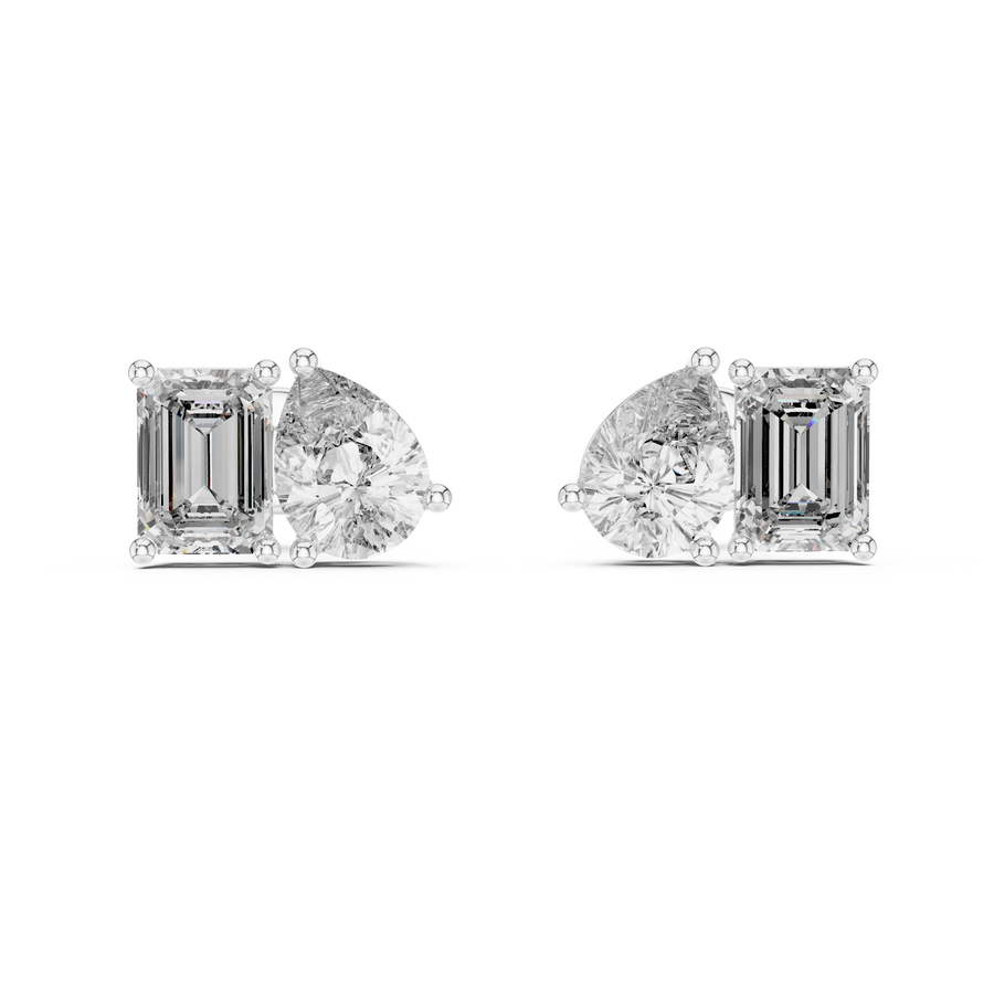 Nerissa Pear & Emerald-Cut  Diamond Earrings