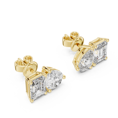 Nerissa Pear & Emerald-Cut  Diamond Earrings