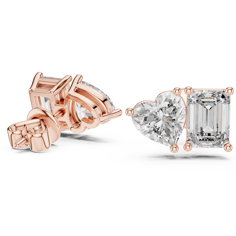 Thalisse Heart & Emerald-Cut Diamond Earrings