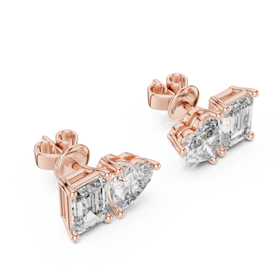 Thalisse Heart & Emerald-Cut Diamond Earrings