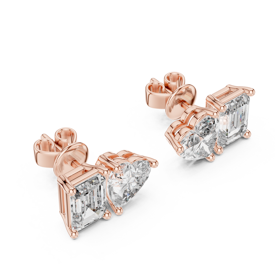 Thalisse Heart & Emerald-Cut Diamond Earrings