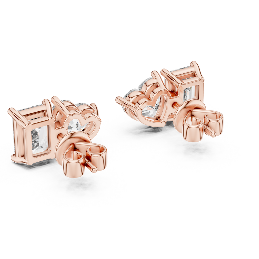 Thalisse Heart & Emerald-Cut Diamond Earrings