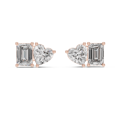 Thalisse Heart & Emerald-Cut Diamond Earrings