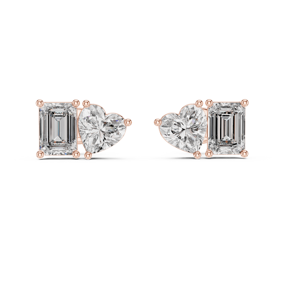 Thalisse Heart & Emerald-Cut Diamond Earrings