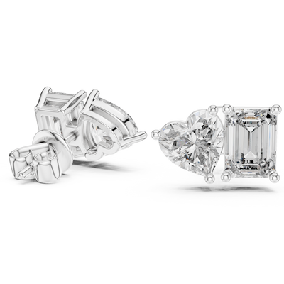 Thalisse Heart & Emerald-Cut Diamond Earrings