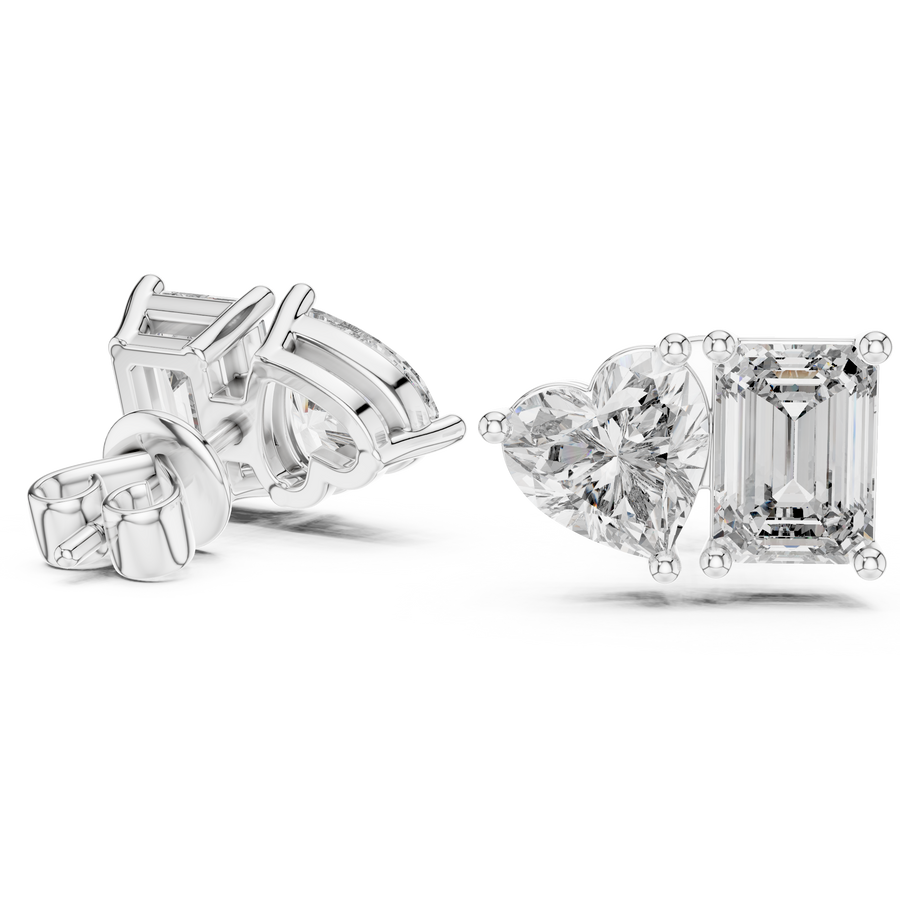 Thalisse Heart & Emerald-Cut Diamond Earrings