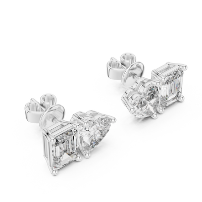 Thalisse Heart & Emerald-Cut Diamond Earrings