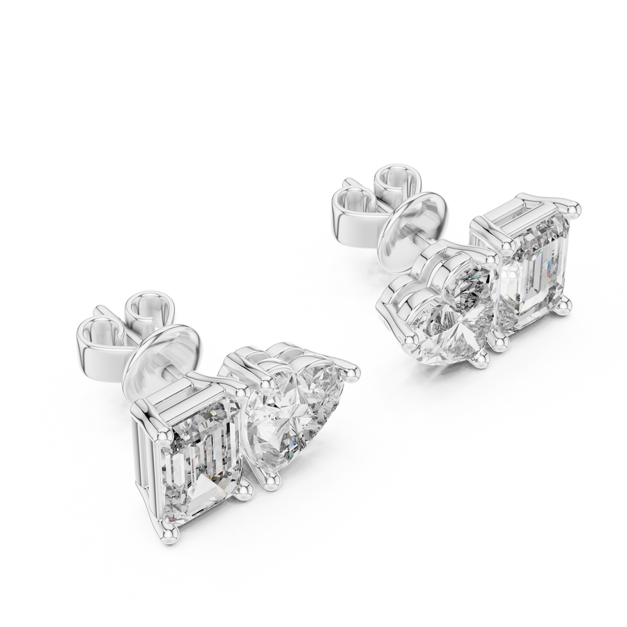 Thalisse Heart & Emerald-Cut Diamond Earrings