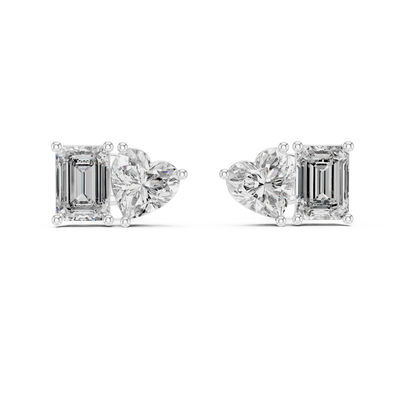 Thalisse Heart & Emerald-Cut Diamond Earrings