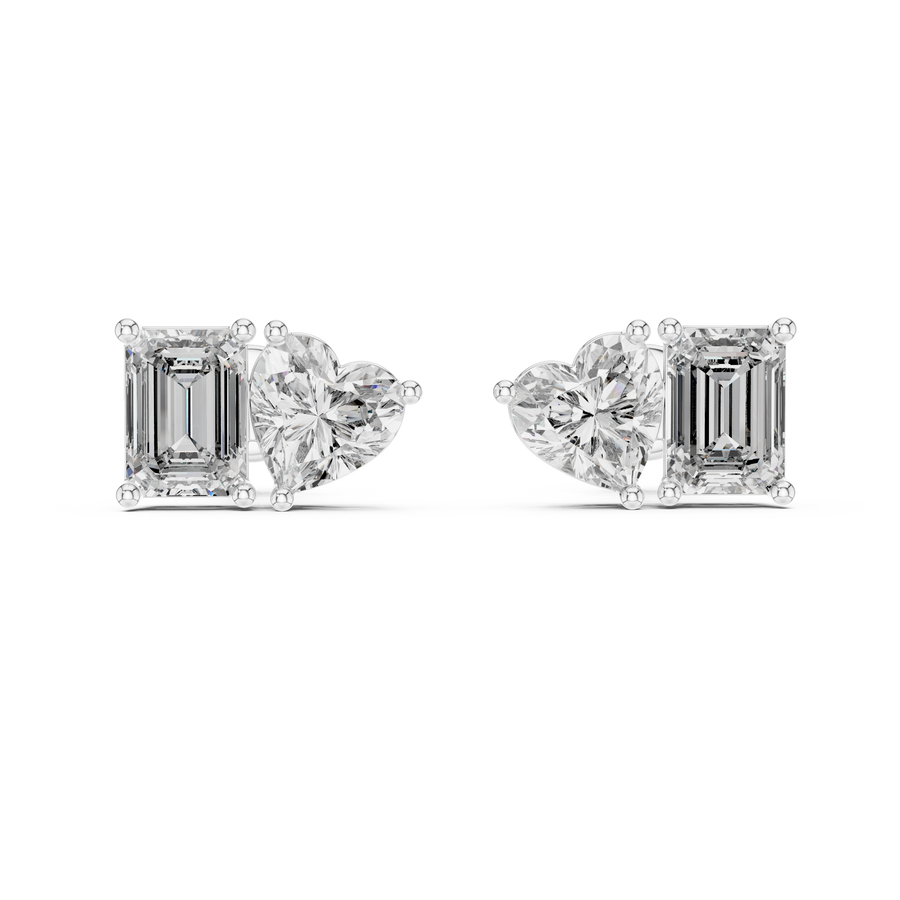 Thalisse Heart & Emerald-Cut Diamond Earrings