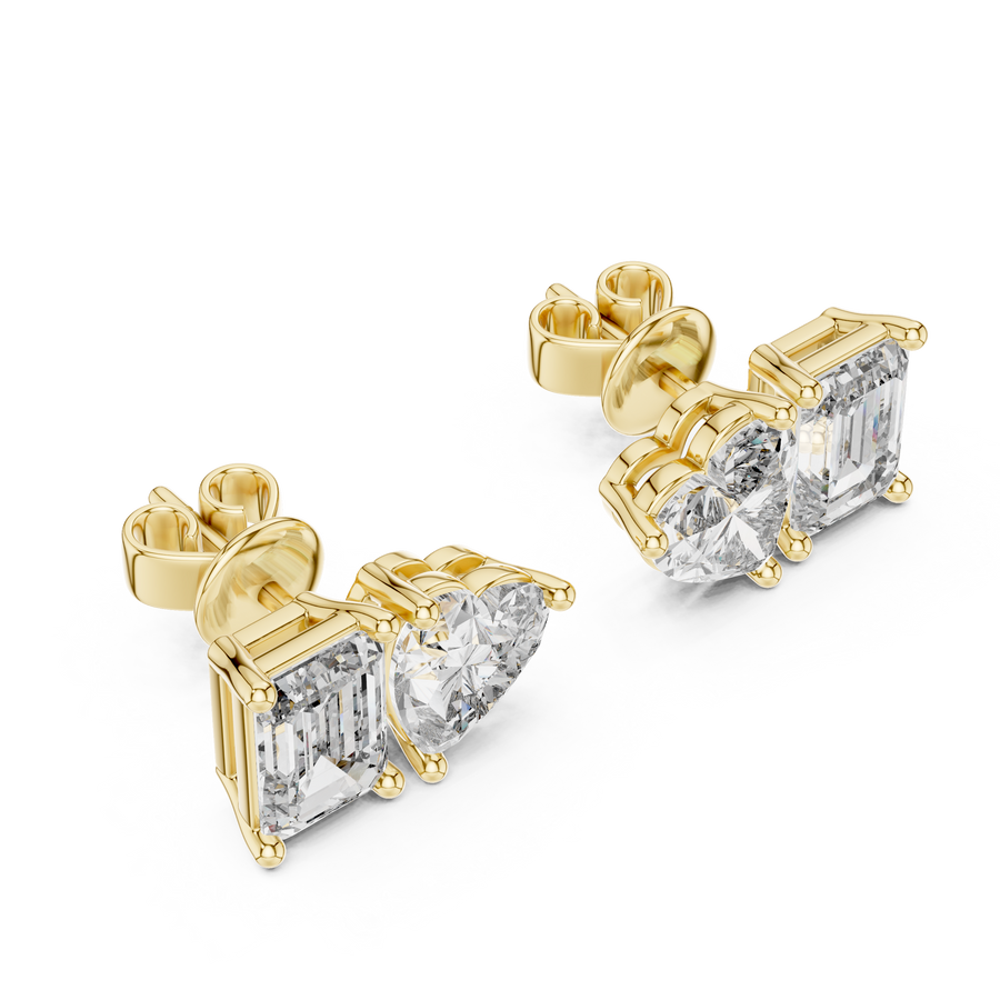 Thalisse Heart & Emerald-Cut Diamond Earrings
