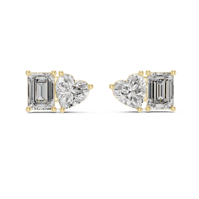 Thalisse Heart & Emerald-Cut Diamond Earrings