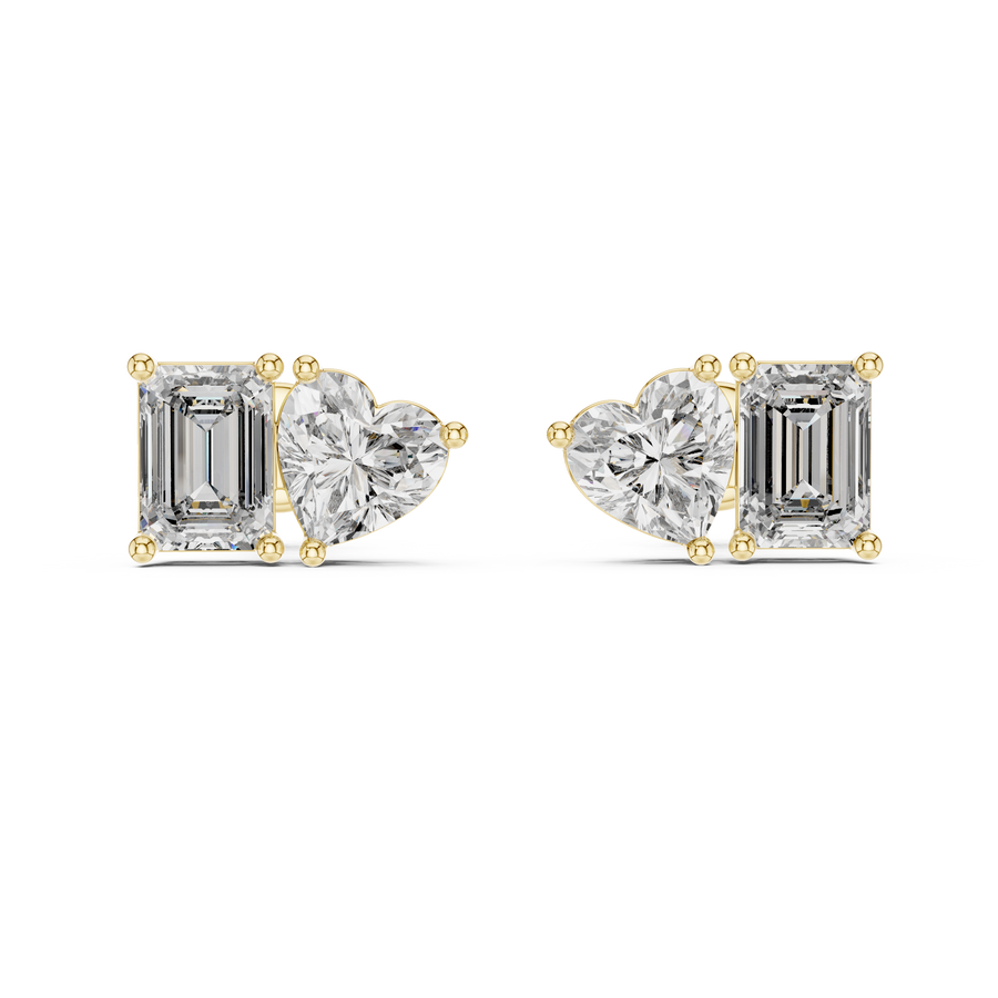 Thalisse Heart & Emerald-Cut Diamond Earrings