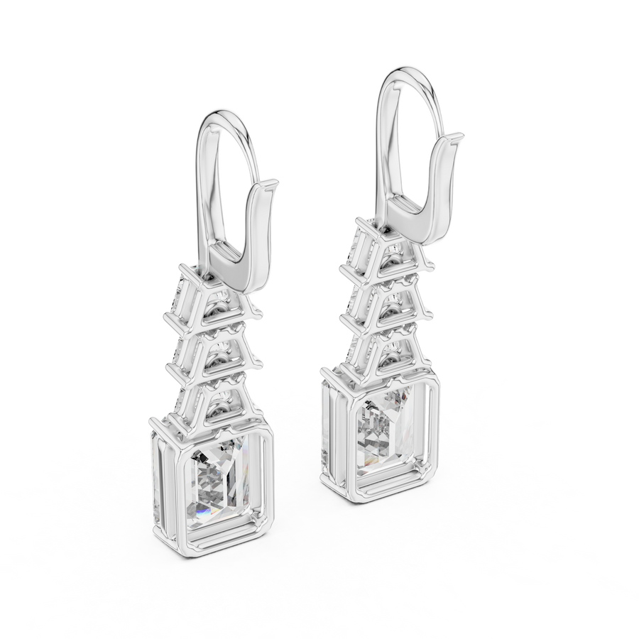 Virelith 10 × 8 mm Emerald-Cut Diamond Earrings