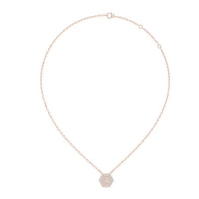 Seraphina 15.3 mm Hexagonal Halo Diamond Necklace