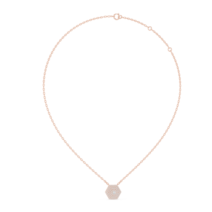 Seraphina 15.3 mm Hexagonal Halo Diamond Necklace