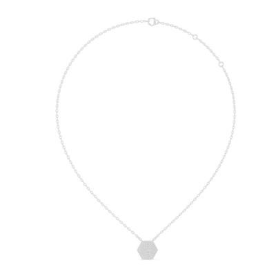 Seraphina 15.3 mm Hexagonal Halo Diamond Necklace