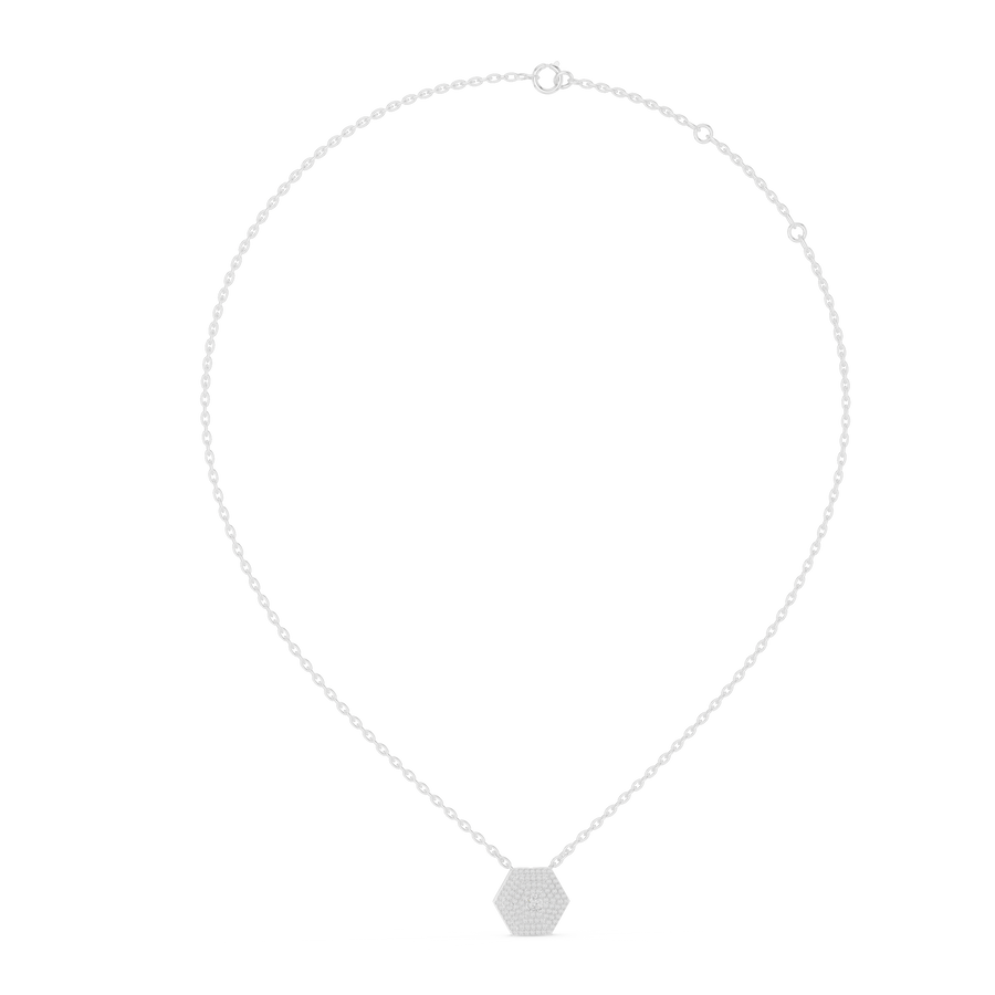 Seraphina 15.3 mm Hexagonal Halo Diamond Necklace