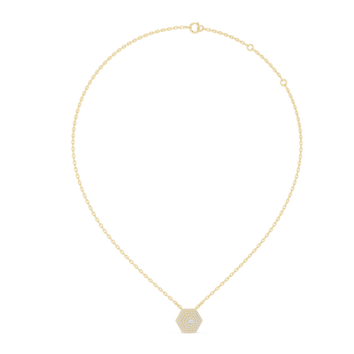 Seraphina 15.3 mm Hexagonal Halo Diamond Necklace