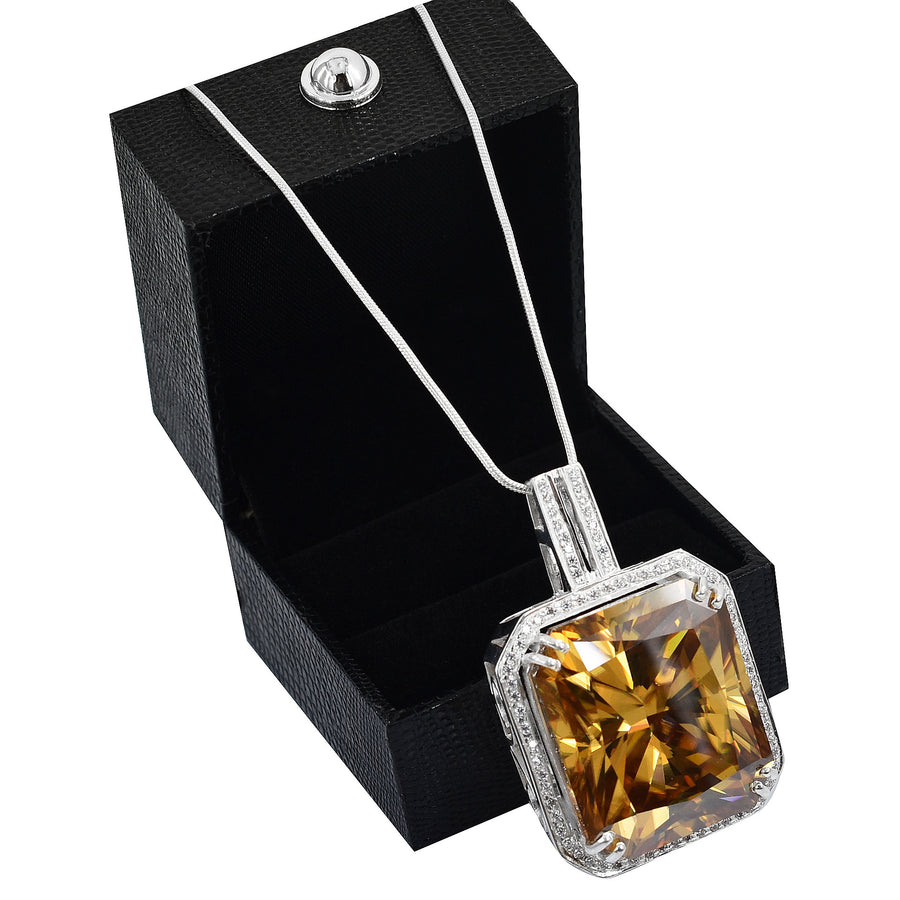 HUGE 82.50 Ct Champagne Moissanite Pendant – Amazing Shine & Luster ! - ZeeDiamonds