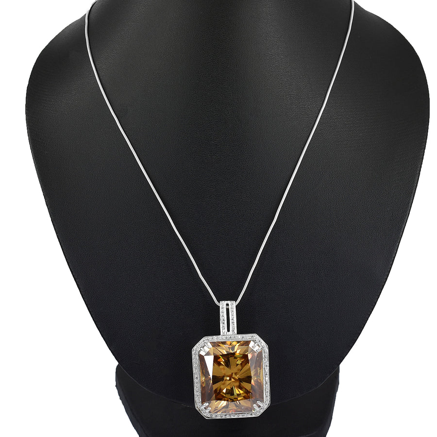 HUGE 82.50 Ct Champagne Moissanite Pendant – Amazing Shine & Luster ! - ZeeDiamonds