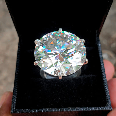 HUGE 115 Ct White Moissanite Ring , Excellent Cut Great Shine & Bling, Wedding GIft - ZeeDiamonds