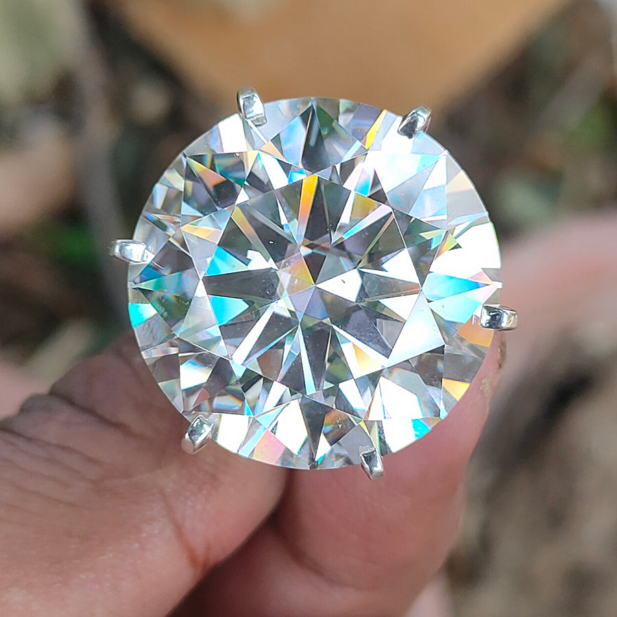 HUGE 115 Ct White Moissanite Ring , Excellent Cut Great Shine & Bling, Wedding GIft - ZeeDiamonds