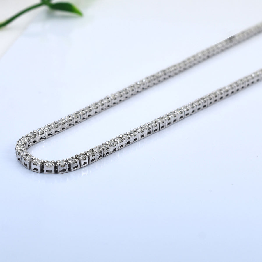RARE 3mm 24 inches White Moissanite Tennis Necklace – 18 Cts Amazing Shine & Bling - ZeeDiamonds