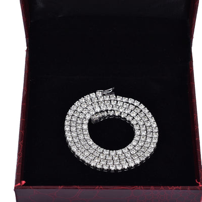 RARE 3mm 24 inches White Moissanite Tennis Necklace – 18 Cts Amazing Shine & Bling - ZeeDiamonds