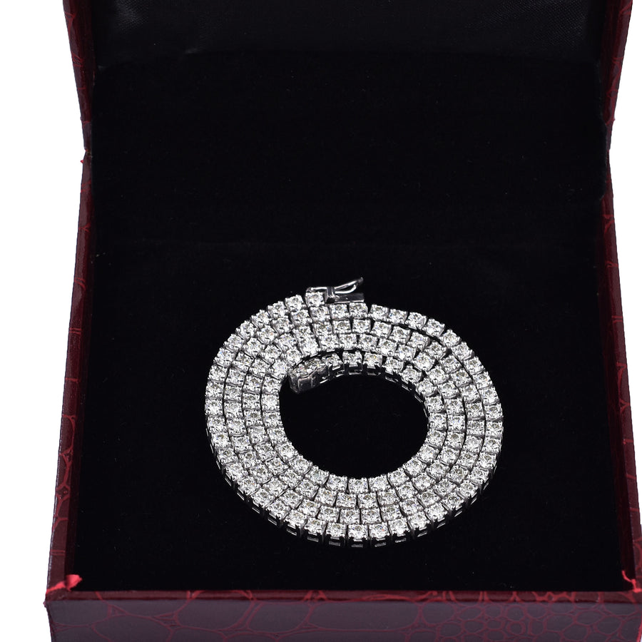 RARE 3mm 24 inches White Moissanite Tennis Necklace – 18 Cts Amazing Shine & Bling - ZeeDiamonds