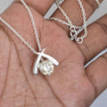 2.70Ct Light Champagne Pendant – White Moissanite in Silver Setting - ZeeDiamonds