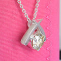 2.70Ct Light Champagne Pendant – White Moissanite in Silver Setting - ZeeDiamonds