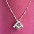 2.70Ct Light Champagne Pendant – White Moissanite in Silver Setting - ZeeDiamonds