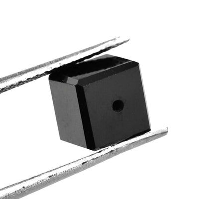 5Ct Cube Shape Black Diamond Bead 100% Certified Elegant Shine & Stunning - ZeeDiamonds