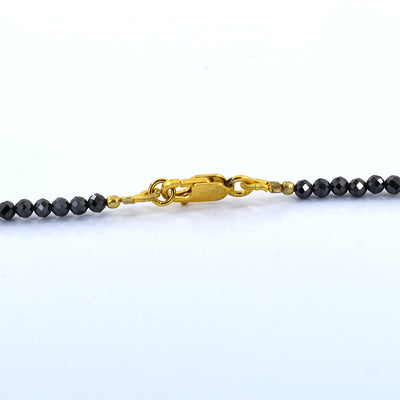 3 mm Round Faceted Black Diamond Beaded Necklace in 925 Silver Clasp. Great Luster! AAA  Certified! Free Diamond Studs. - ZeeDiamonds