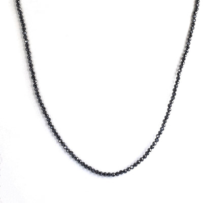 3 mm Round Faceted Black Diamond Beaded Necklace in 925 Silver Clasp. Great Luster! AAA  Certified! Free Diamond Studs. - ZeeDiamonds