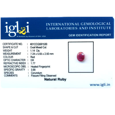 Rare Certified 1.14 Cts, Natural Star Ruby Gemstone – Oval Cabachon| Astrological & Healing Benefits !