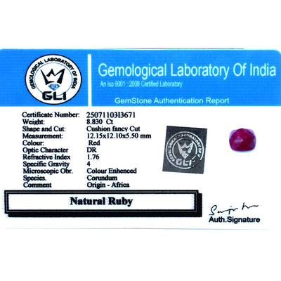 Cushion Cut, Certified RARE 11.83 Ct Ruby Gemstone, Strengthens authority, name, fame, and success!